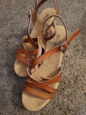 Xappeal Women's Brown Multi-Strap Slingback Sandals